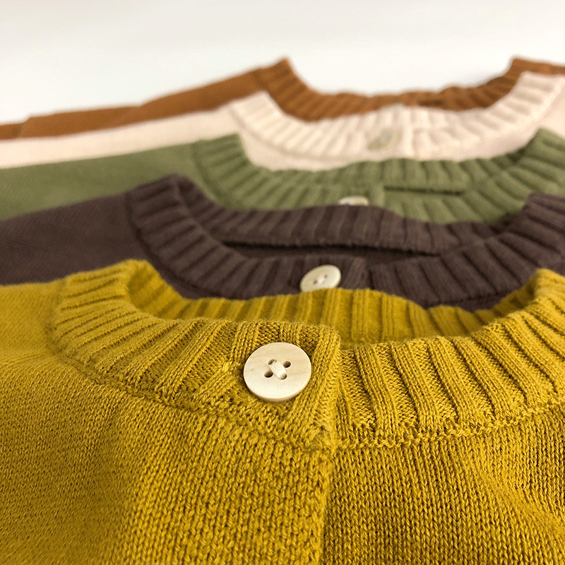 Kaji color ~ pure cotton knitted cardigan Korean version of spring and autumn new children's sweater foreign style men's and women's tide treasure coat Sen
