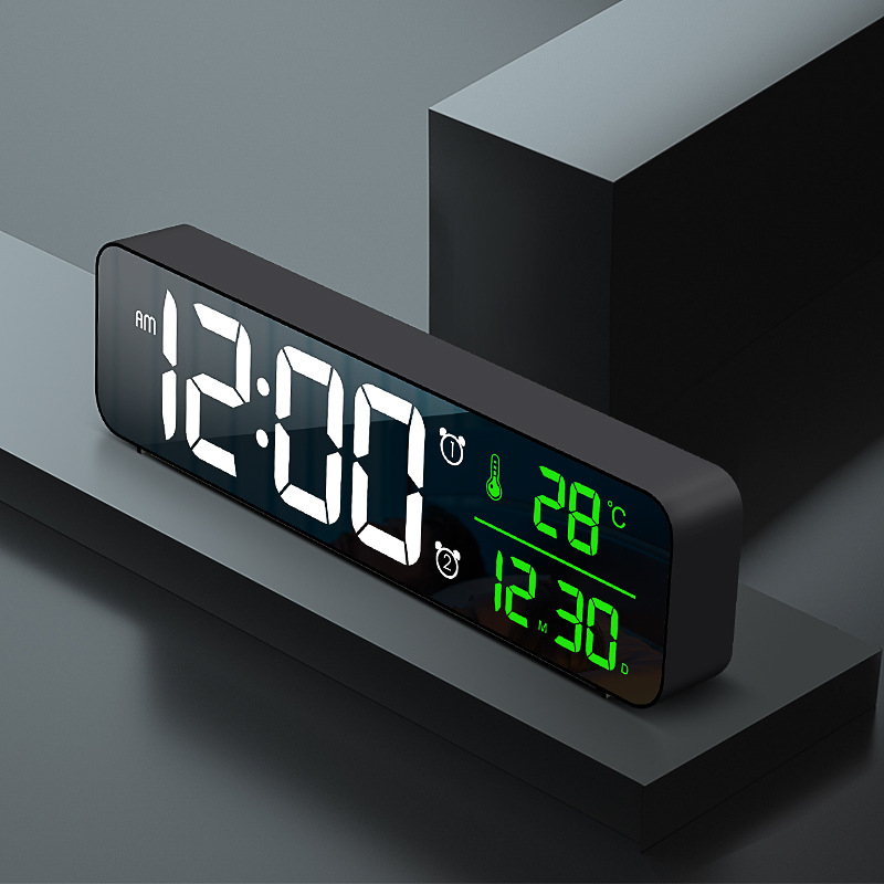 Factory direct LED alarm clock creative calendar large digital display electronic clock luminous mute elderly plug-in
