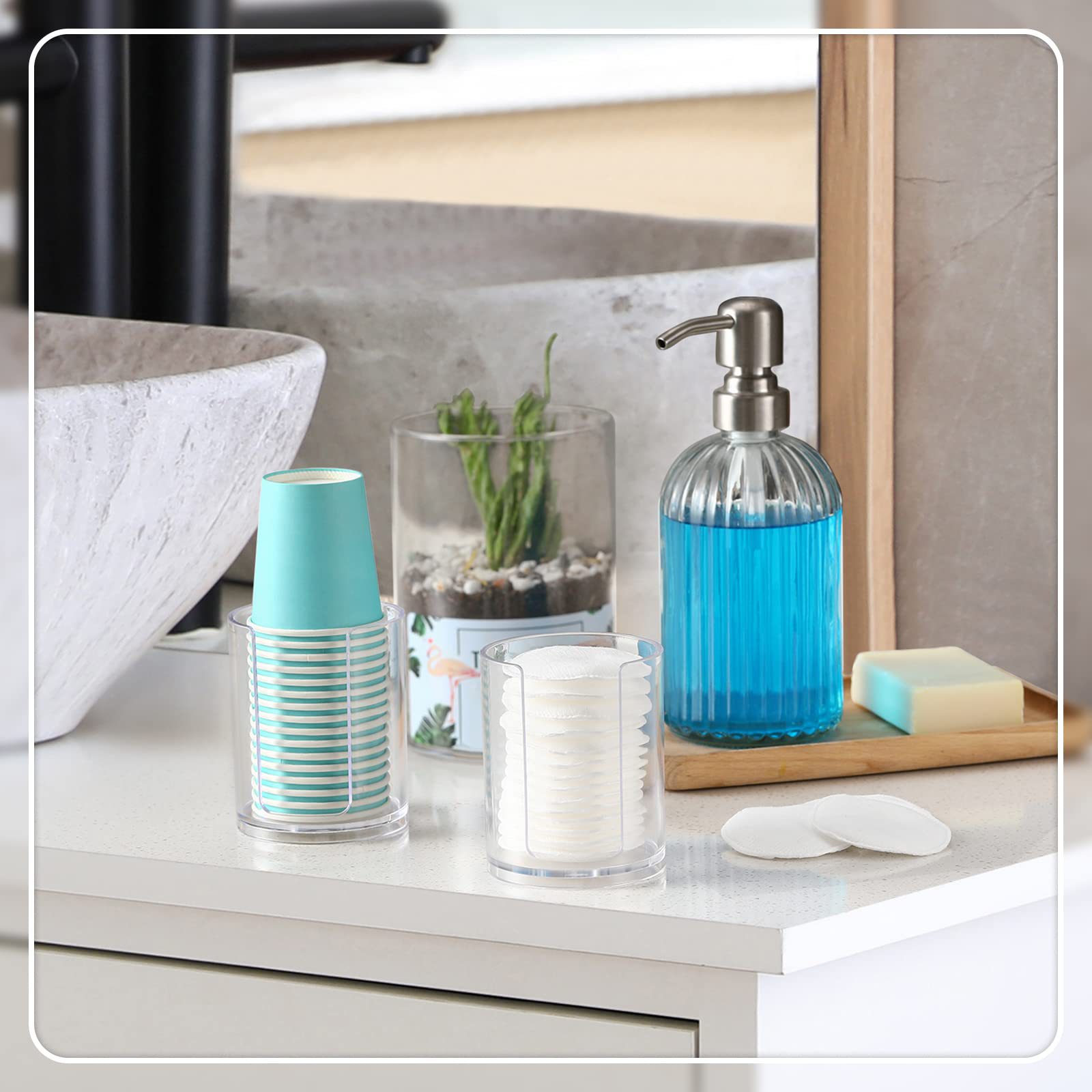 Acrylic Disposable Paper Cup Storage Box Cosmetic Cotton Storage Rack Gargle Cup Box Transparent Box