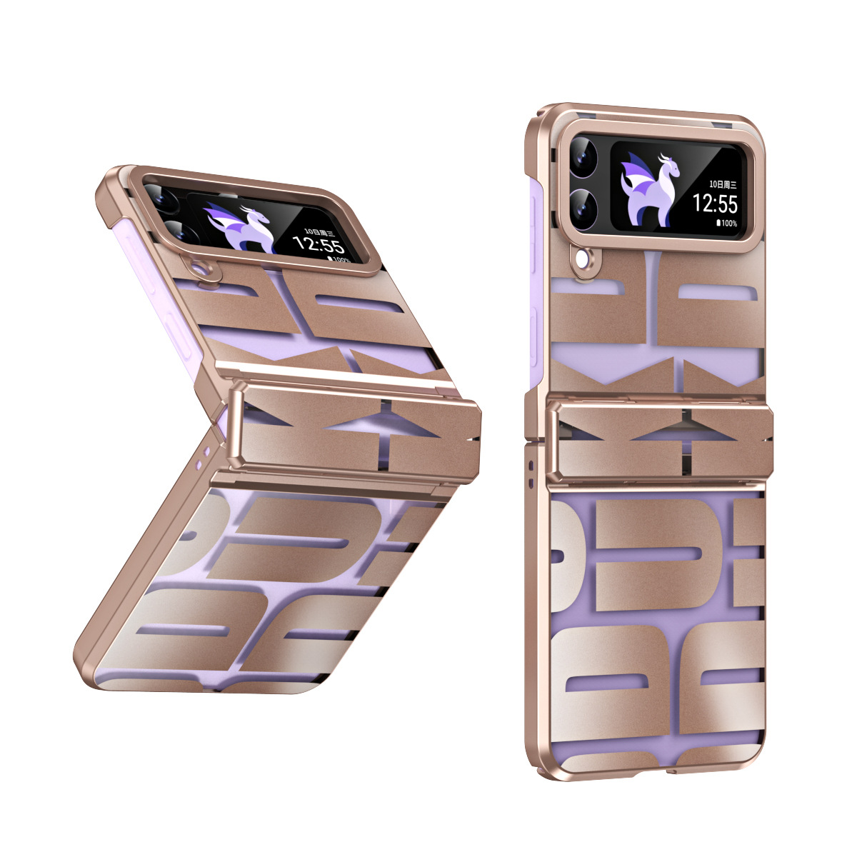 適用三星flip5手機殼FLIP4摺疊屏潮牌電鍍透明鉸鏈全包防摔保護殼