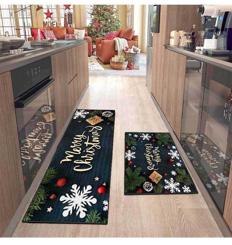 Julefest Feriedekoration Køkken Gulvmåtte Xuan Tube Smudsafvisende fodmåtte Indgangsdør dekoration dørmåtte Badeværelsesmåtte_voghion.com