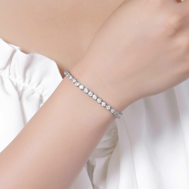 3mm10分泡ドリル莫桑ドリルブレスレット女純銀ins小衆デザインシンプル気質満ドリルクロスボーダーアクセサリー|undefined