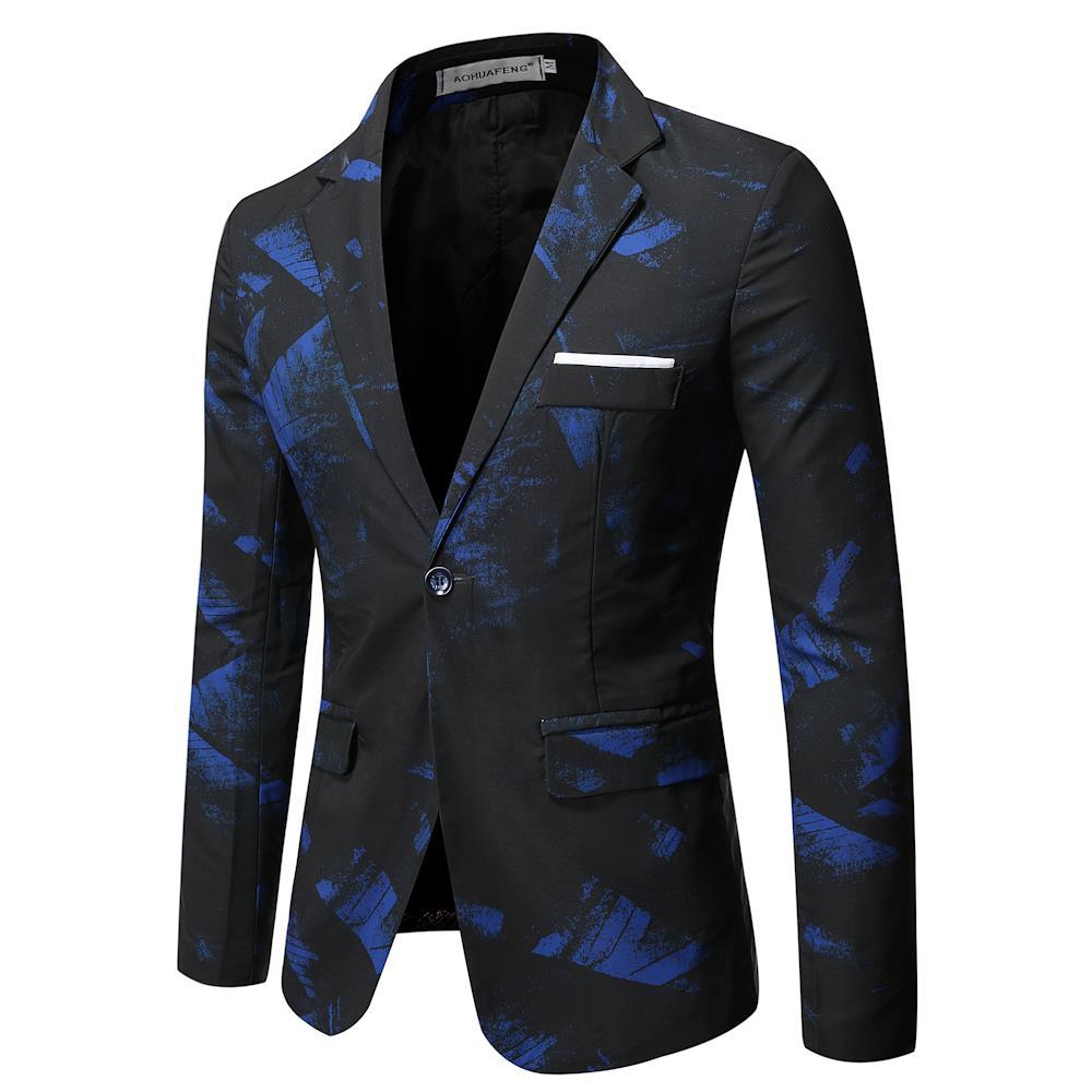 Foreign Trade Leisure Suit Korean Slim-fit Business Professional Dress Printed Suit Jacket 8822-P80