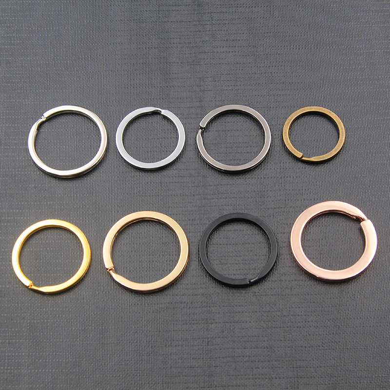 Wholesale metal plating key ring chain multi-color multi-size 30mm iron flat ring key chain diy