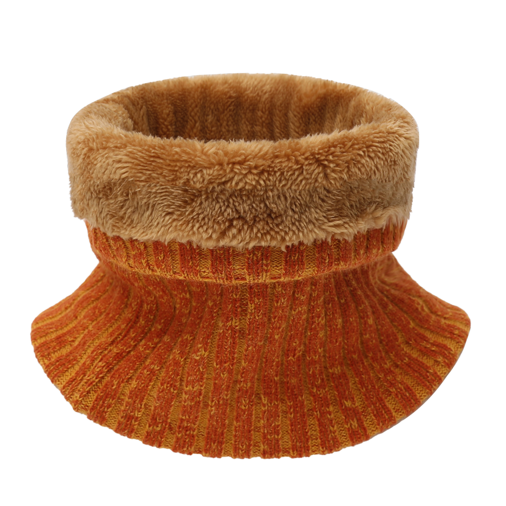 Autumn and winter men's and women's acrylic scarf fleece-lined warm collar rib thickened wool knitted fleece-lined pullover collar