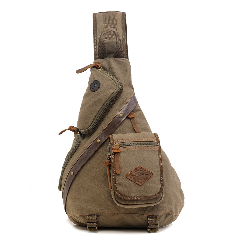 New Multi-functional Canvas Bag Large Capacity Chest Bag Single Shoulder Backpack Dual-purpose Single Shoulder Men's Crossbody Bag Fashionable Men's Bag