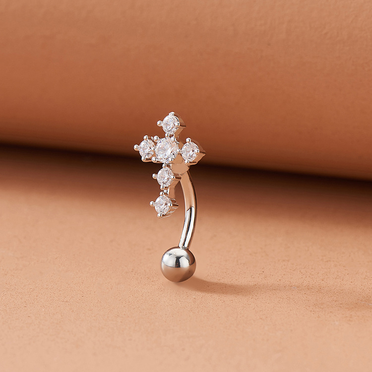 European and American ins fashion multi-Diamond Cross navel nailing navel ring belly buckle body piercing jewelry