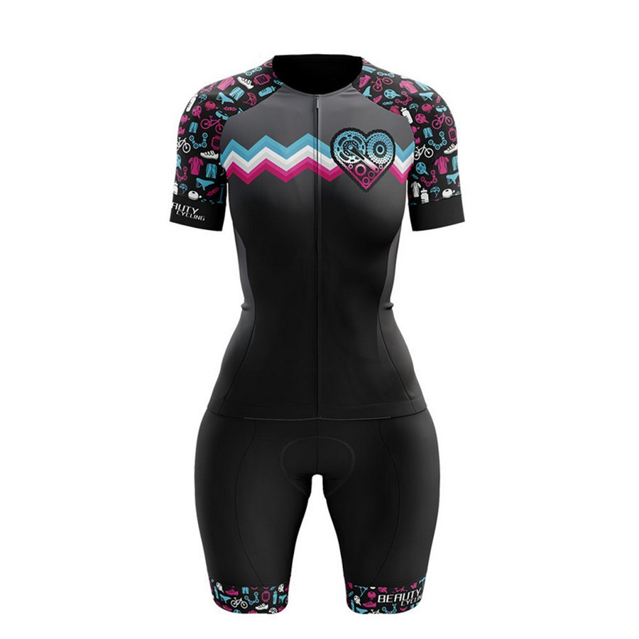 AliExpress Amazon cycling clothing triathlon jumpsuit tights women's short sleeve road cycling clothing wholesale