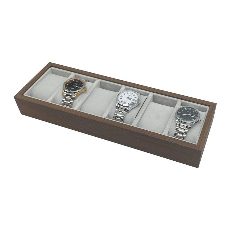 in stock black walnut wood grain 6-bit watch sales display tray wood display goods tray wholesale