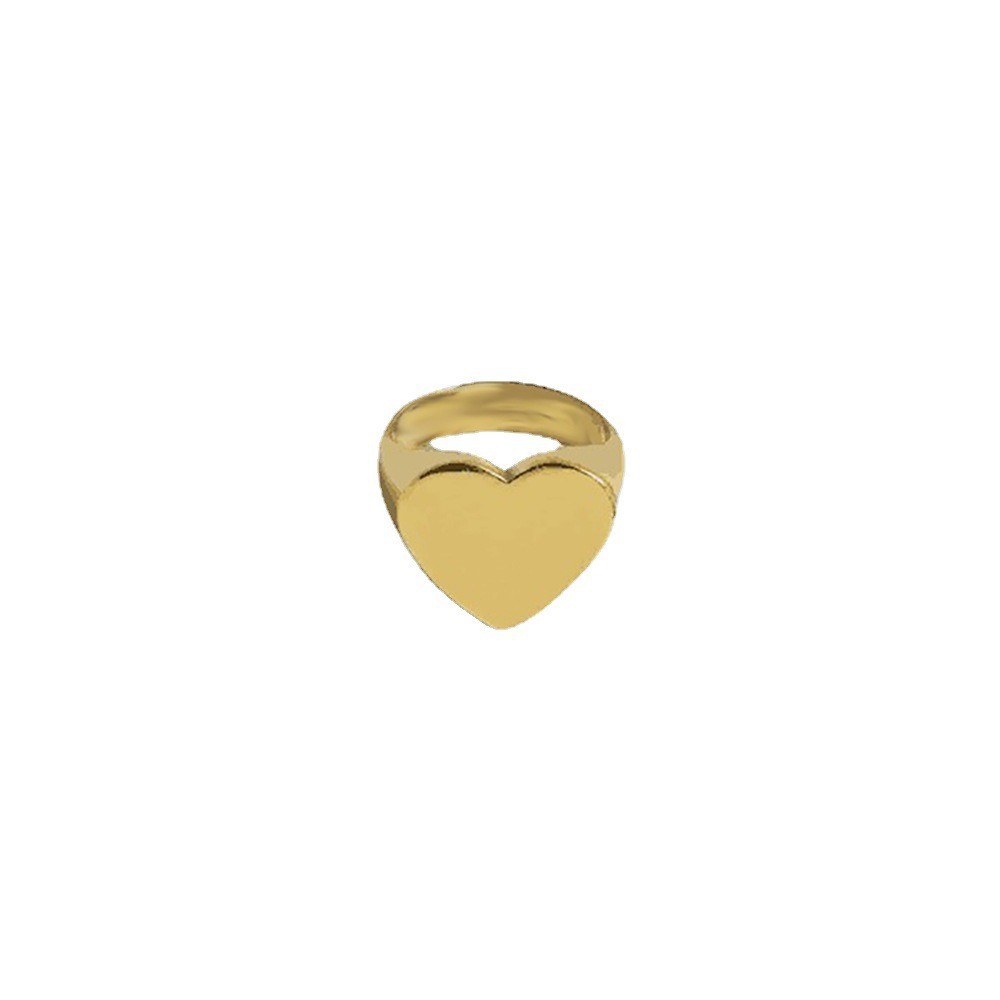 欧美跨境新款个性时尚心形金银色戒指创意嘻哈风分裂桃心戒指首饰