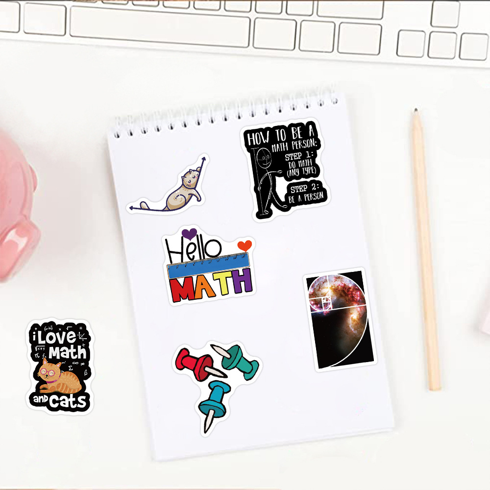 108 cartoon math graffiti stickers decorative guitar notebook luggage DIY waterproof cross-border wholesale