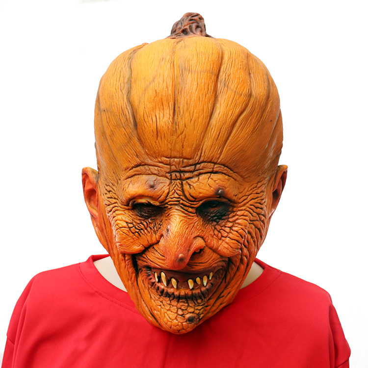 Halloween horror mask Easter haunted house dress up latex pumpkin mask funny party trick props