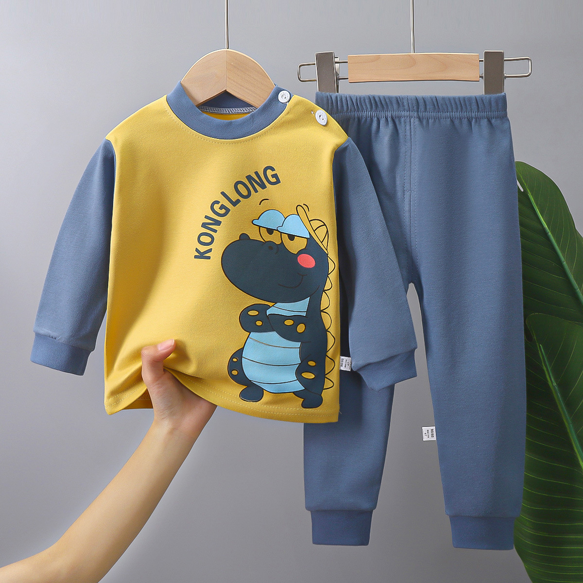 Children's autumn clothing long pants suit cotton autumn new baby boy underwear home clothing cotton children's clothing wholesale