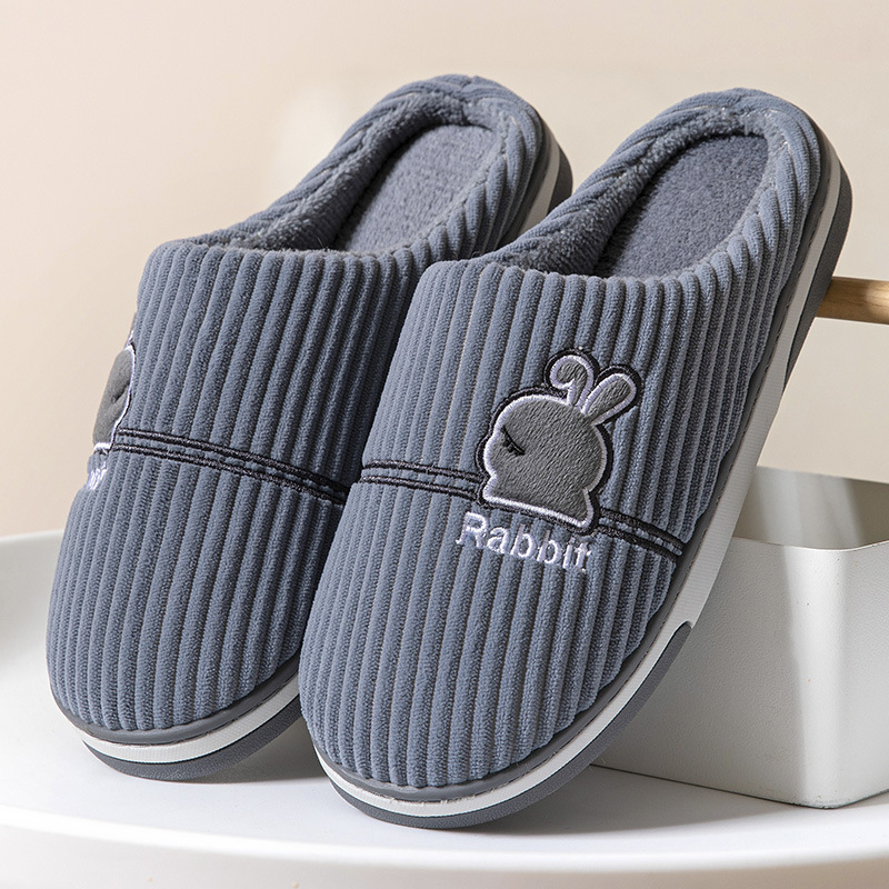 Autumn and winter large size cotton slippers for men and women home thick-soled couple Mao Mao slippers warm non-slip cotton shoes wholesale