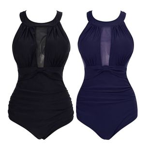 Swimsuit women's new 2024 hot European and American mesh stitching one-piece swimsuit fashion sexy slim Amazon swimsuit