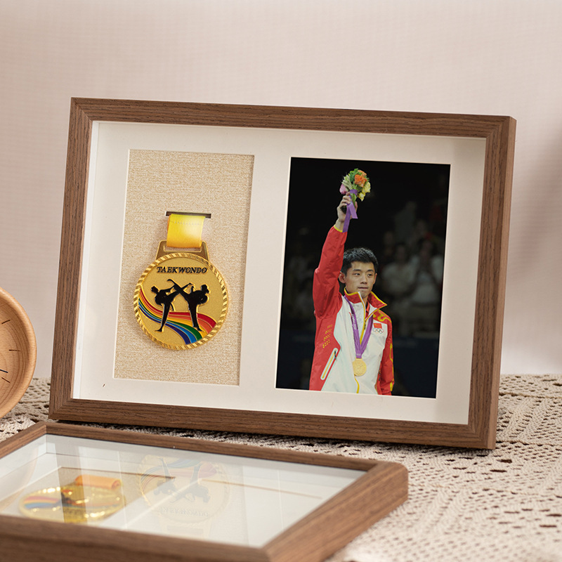 Wooden medal photo frame storage box marathon hanging decorative picture frame hollow keep Medal of Honor decoration wholesale