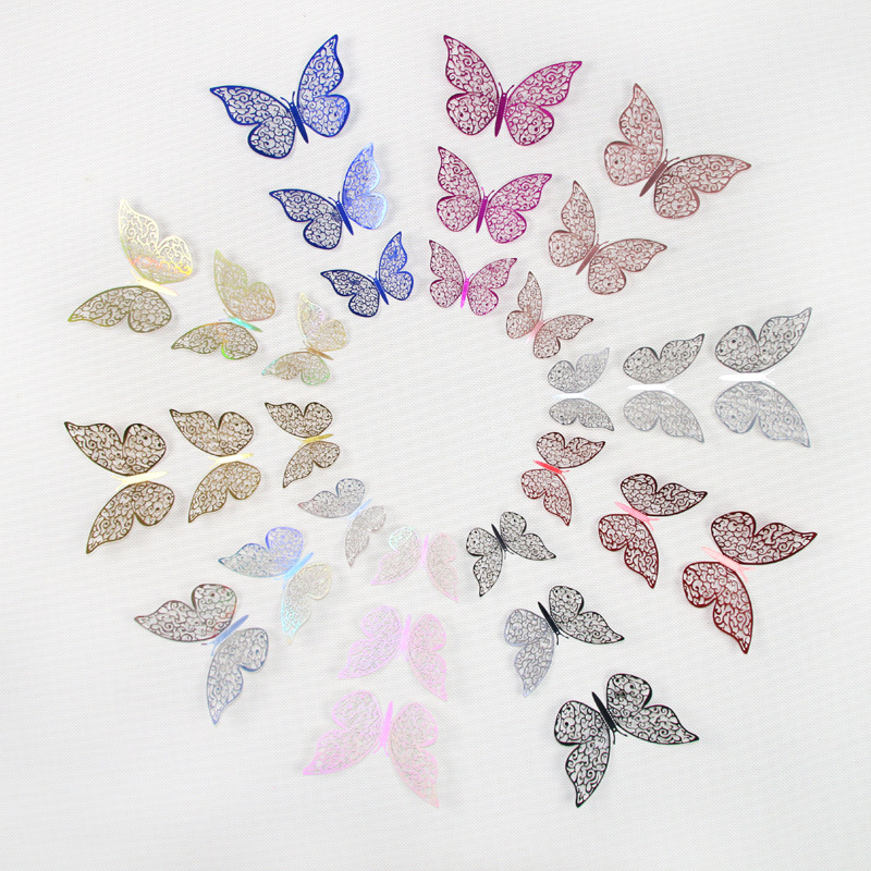 Hollow Butterfly Wall Stickers 3D Hollow Paper Butterfly Amazon Foreign Trade Wedding Festival Layout Home Decoration