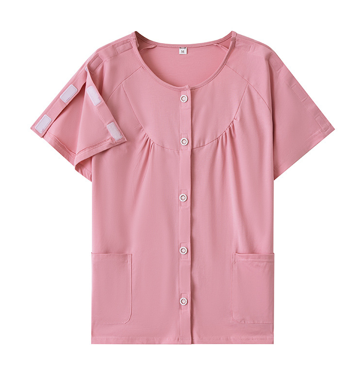 Summer easy-to-wear and take-off patient clothing nursing clothing short-sleeved cotton stroke patient rehabilitation clothing orthopedic fracture patient clothing