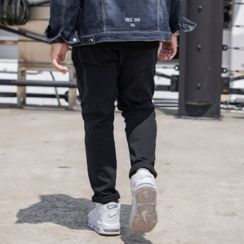 Six plus size men's black and white business men's pants micro elastic washed casual loose jeans 670