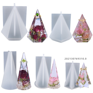 Yu Meiren diy Crystal epoxy mold cylindrical cone ring holder candle table decoration silicone mold