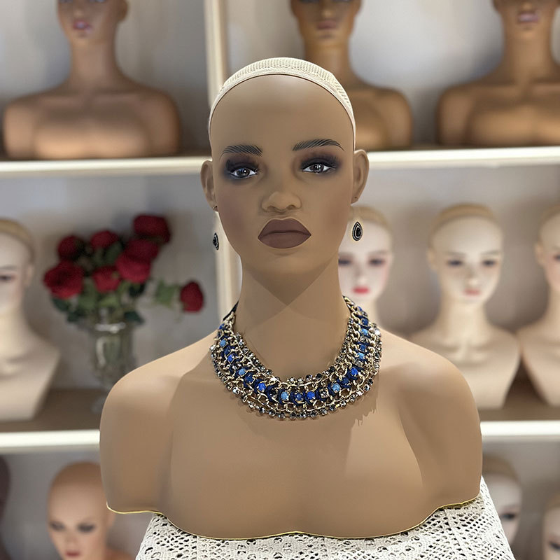 African black color model head necklace earrings display shoulder simulation dummy head model new model props