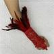 red gloves red feathers