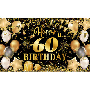 New BirthDay BackgrounD Cloth Black GolD 100D BirthDay Party BirthDay 18 21 30 40 50 60 Years OlD