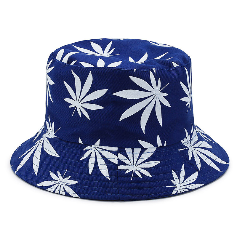 Korean double-sided all-match travel sun hat men's and women's fashion printed basin hat cross-border new Maple Leaf fisherman hat
