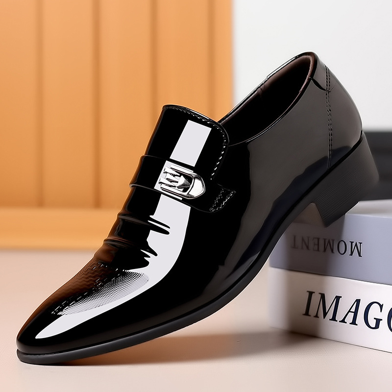 Leather Shoes Men's New Business Dress Casual Spring and Autumn Breathable Men's British Korean Pointed Groom Wedding Shoes