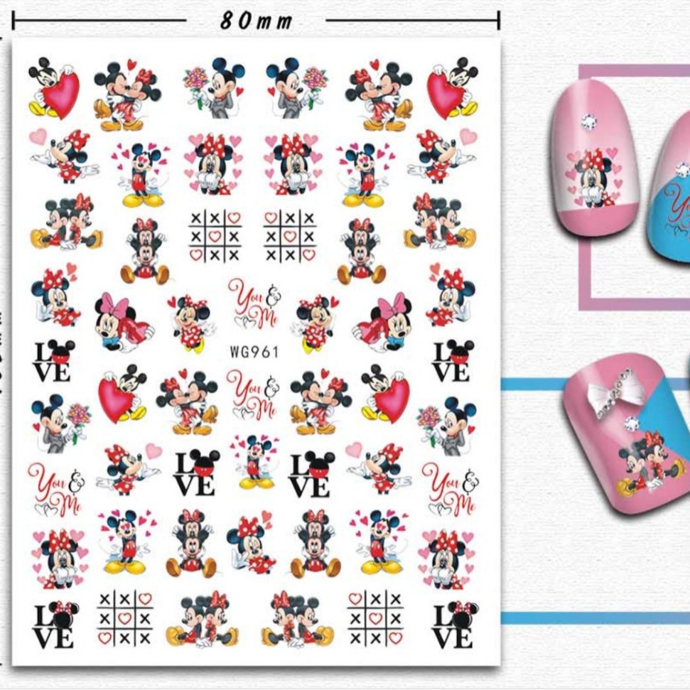 Mickey Valentine's Day Nail Art Stickers Cross-border E-commerce Jewelry Mickey Valentine's Day Nail Art Stickers WG961-968
