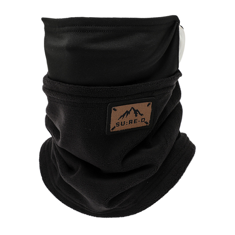 Autumn and Winter plush ear hanging Scarf mask dual-use outdoor color matching pullover half cover mask stitching fluff scarf cover