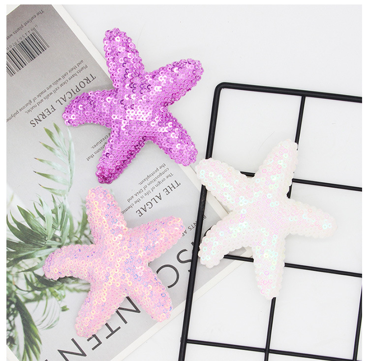 Heart Tian Cute Princess Starfish Hairpin Summer Children Rainbow Sequins Duckbill Clip Star Clip Jewelry Supply_voghion.com