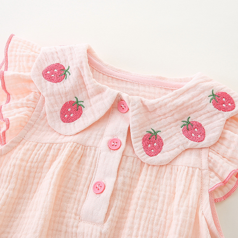 Baby Cotton Wrap Fart Clothes 2025 Girls Summer New Style Body Clothes Newborn Baby Outer Wear Triangle Hats 3193