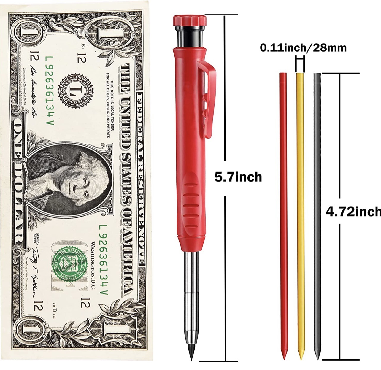 Deep hole woodworking activity pen 2.8mm woodworking scribing engineering pencil adjustable metal marking pen graphite refill