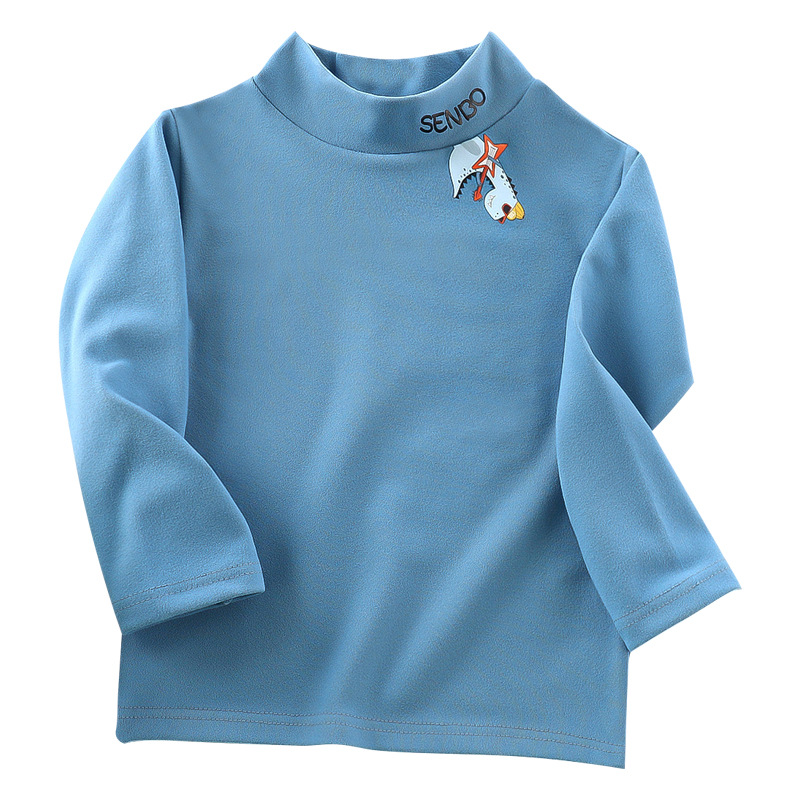 Children's Base Shirt Autumn and Winter New Cartoon Middle Collar Single-Piece Autumn Clothes Big Boy's and Boy's Warm Velvet Single Top