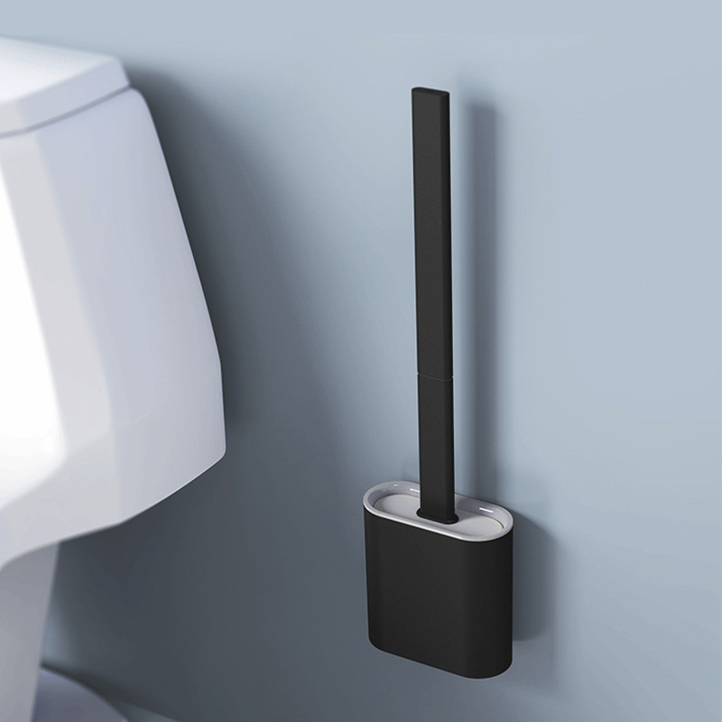 Cross-border Hot-selling Soft Rubber Toilet Brush No Dead Angle Wall-mounted Detachable Handle Household Toilet Cleaning Brush Set