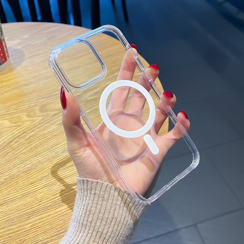 適用iPhone15手機殼新款16Pro無線磁吸蘋果13手機套magsafe磁吸殼