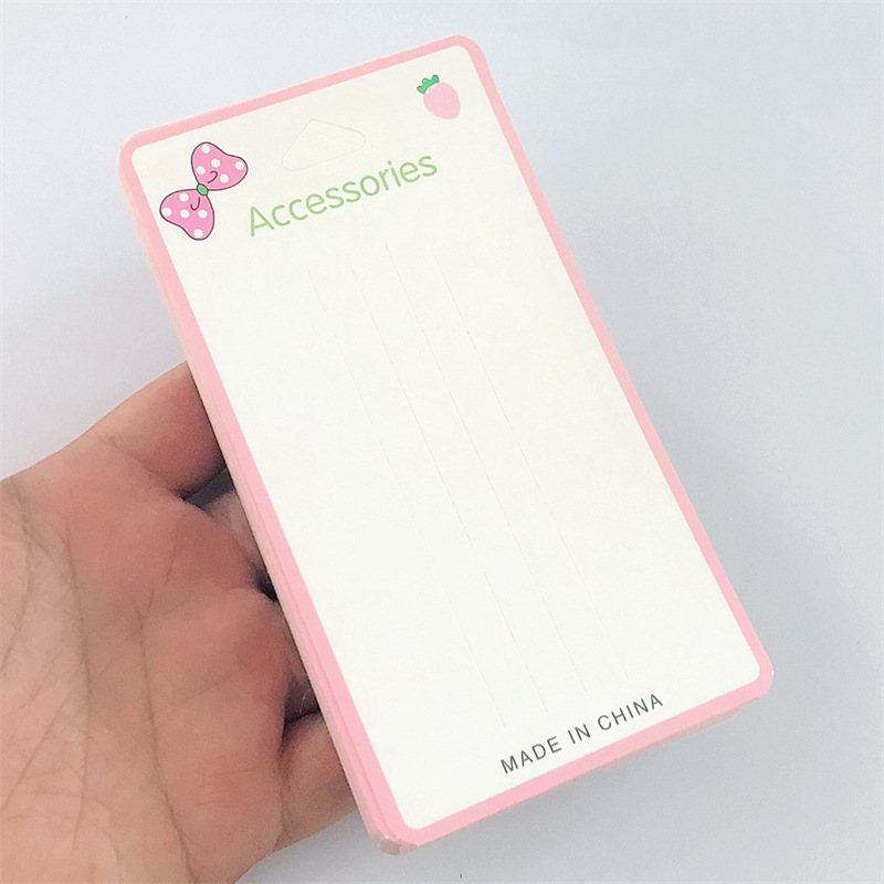 7.5 * 14cm white cardboard children's handmade pink bow hairpin paper card hair accessories DIY tag packaging
