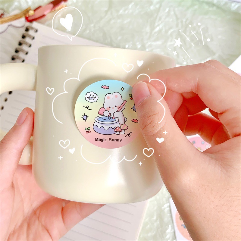 Original cartoon rabbit round adhesive sticker waterproof sticker card delivery gift sealing sticker packaging Express material sticker