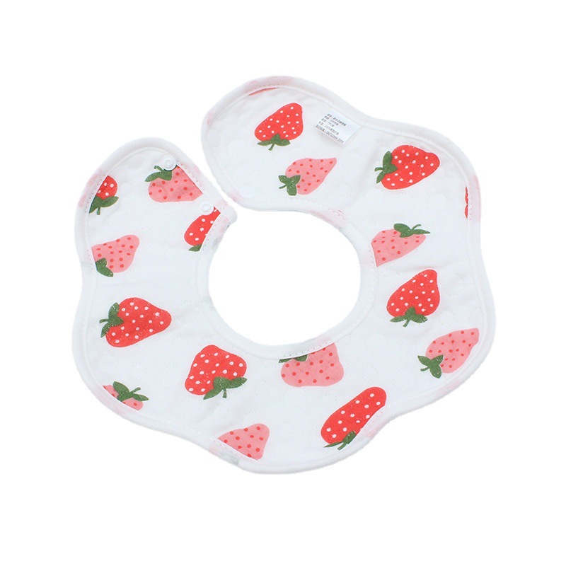 Baby Children's Waterproof Bib Knitted Cotton Gauze Absorbent Cartoon Printed Baby's Spit Towel Petal Bib