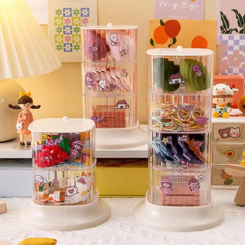 Rotating storage box for hairpin hair accessories hair rope hair ring storage beauty egg storage jewelry ring storage dust box