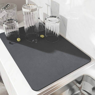 Modern Simple Solid Color Diatom Mud Absorbent Mat Countertop Desktop Bowl Chopsticks Anti-scald Heat Insulation Mat Wear-resistant Kitchen Drain Mat