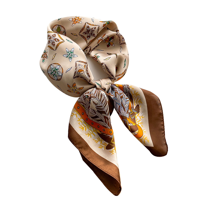 Korean style 70 small square scarf silk scarf retro three-dimensional letters spring and summer new printed silk scarf high-grade professional scarf