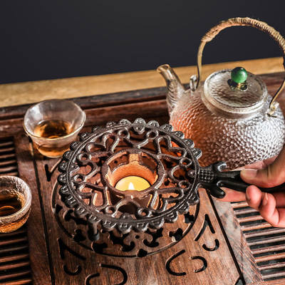 European Style Vintage Cast Iron Heating Tea Ware Japanese Style Cast Iron Tea Warmer Tea Boiling Stove Alcohol Heat Insulation Holder Base