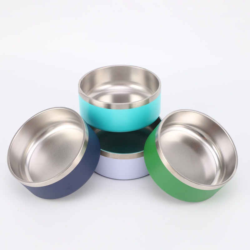 Factory wholesale stainless steel round dog basin cat basin vacuum feeding pet bowl large capacity dog food bowl feeding bowl