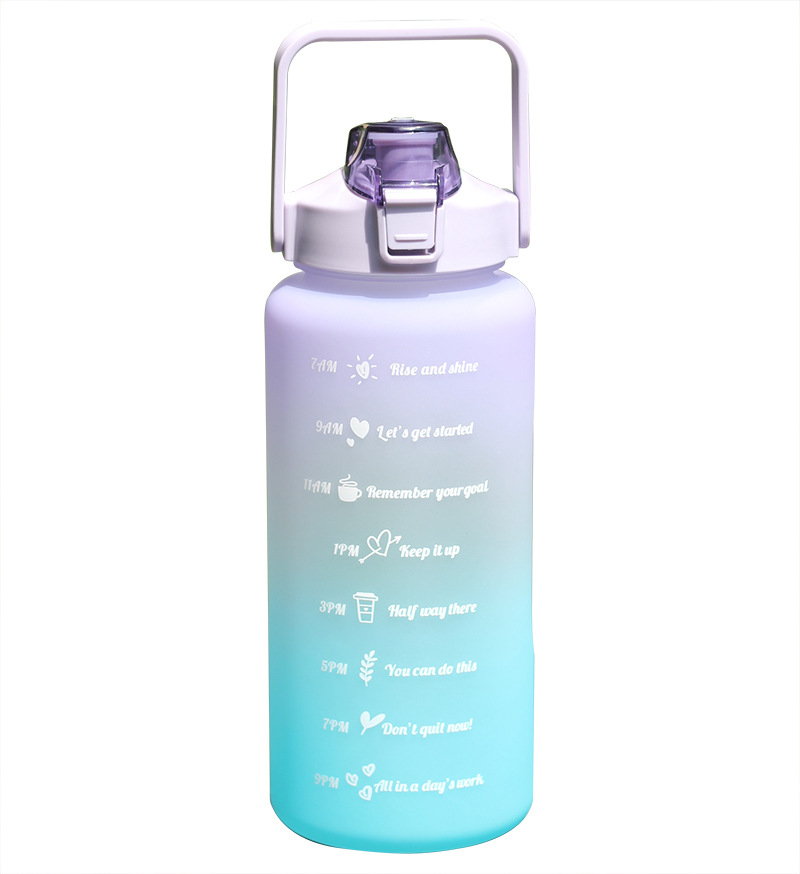 Time Scale Space Cup Cover Spray Paint Gradient Water Cup 2000ml Large Capacity Water Cup Plastic Kettle 2L