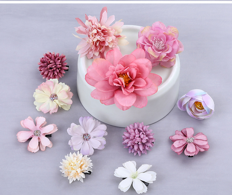 Accessori per capelli con fiori di seta Hanfu, forcina per capelli, set di copricapi con fiori, forcina per capelli con fiori, fermaglio laterale per testa antica, accessori Hanfu per bambini, per donne_voghion.com