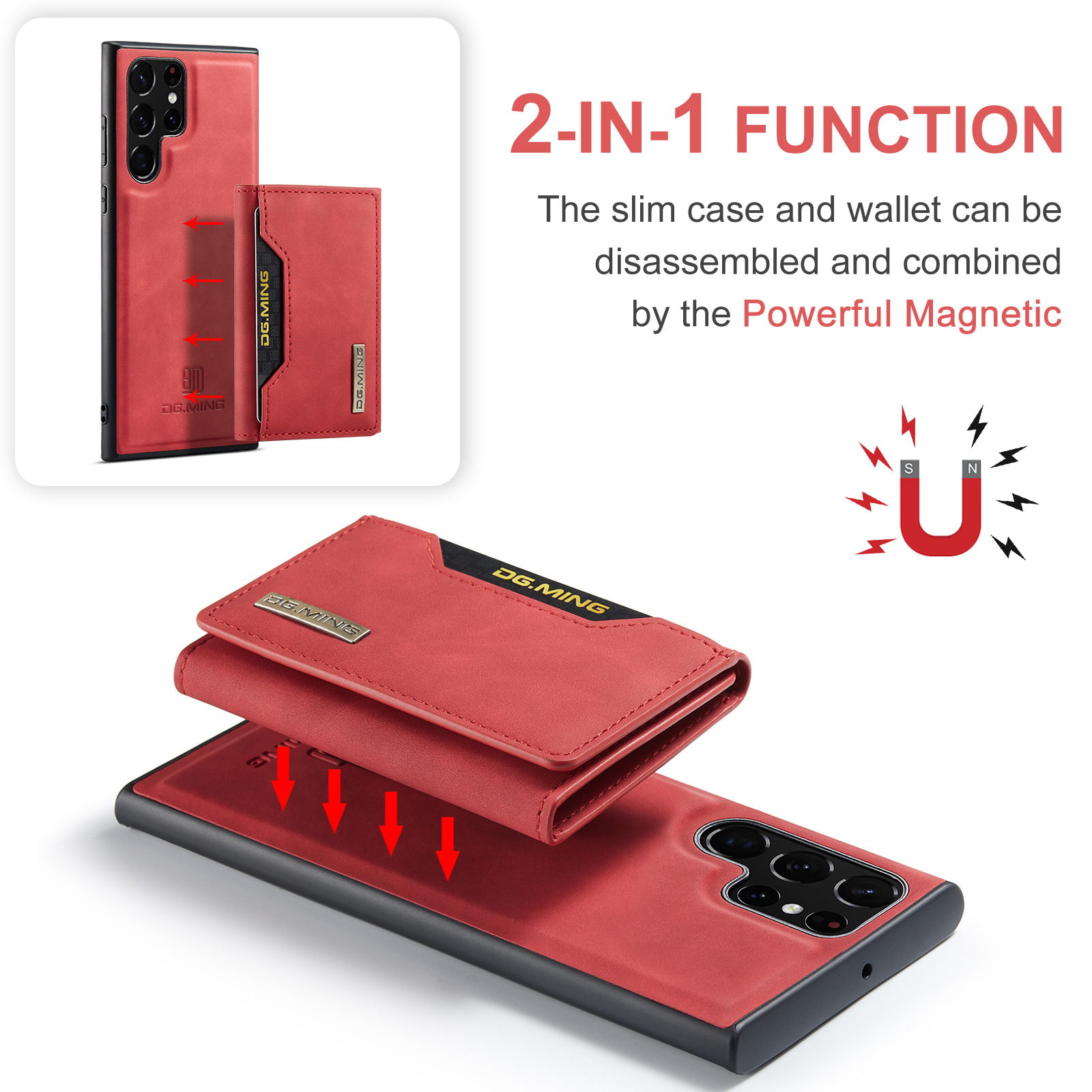 M2 for Samsung S23 Ultra Triple Magnetic Card Case S22 Ultra Retro Wallet Phone Case_voghion.com