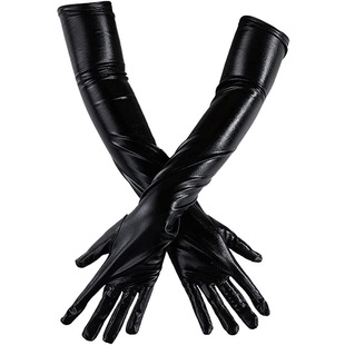 Sexy Patent Leather Gloves Long cosplay Clothes Accessories Black Tight Gloves DS Pole Dance Performance Gloves