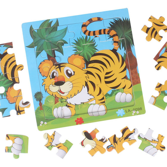 Wooden 3-7 Years Old 20 Piece Wooden Puzzle Children's Animal Puzzle Early Education Cartoon Flat Puzzle Toy